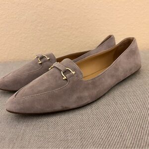 Talbots Francesca Blue Kid Suede Driving Gray Moccasin Shoes Women's Size 9.5 M